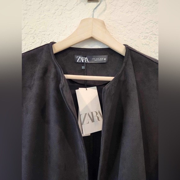 ZARA Combination Faux Suede Embroidered  Jacket Cardigan Size Med - Picture 5 of 16